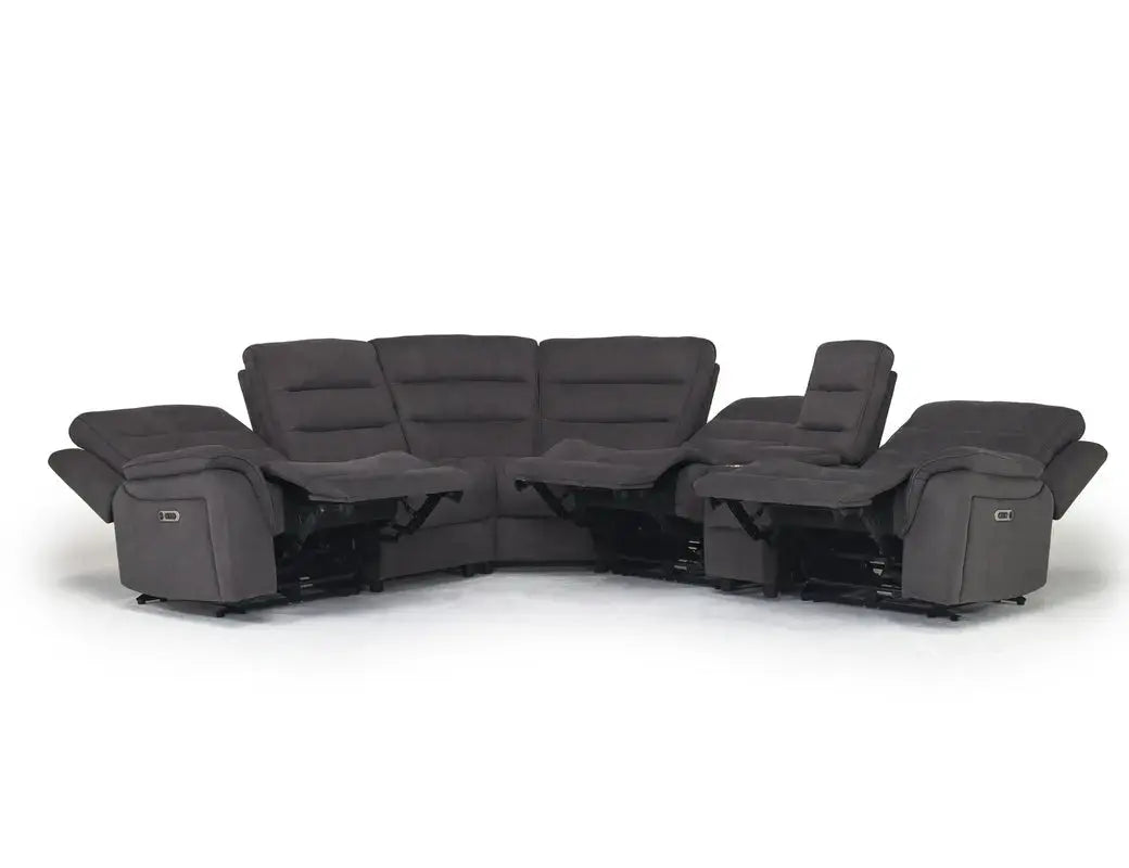 Chanell 6 Piece 2 Power Sectional With 2 Power Armless Recliner